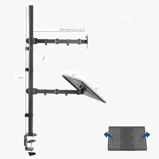 Support de bureau extra haut pour un seul moniteur et ordinateur portable OPE-4 - Image 6