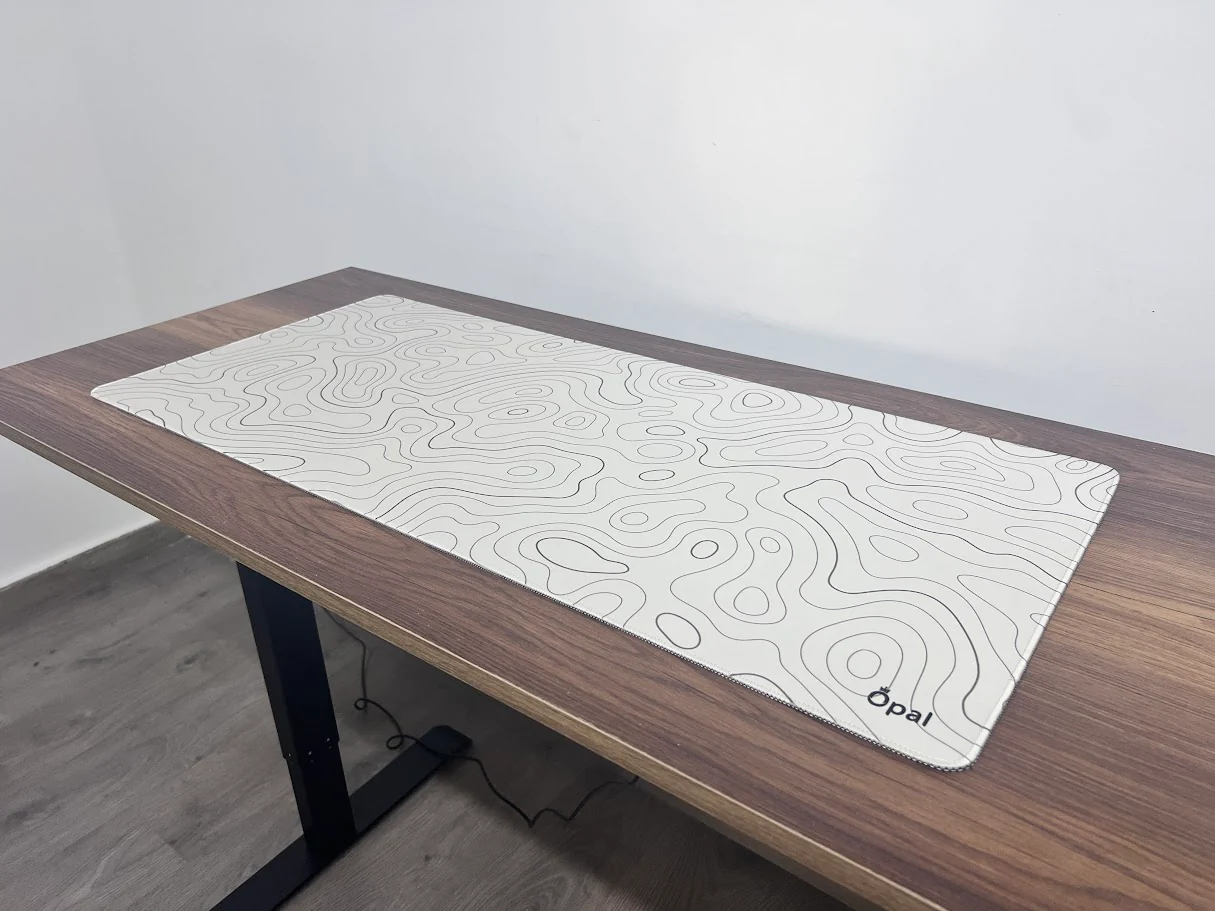 Topographic Dark Brown Shade lines with off white background DESK PAD - Image 5
