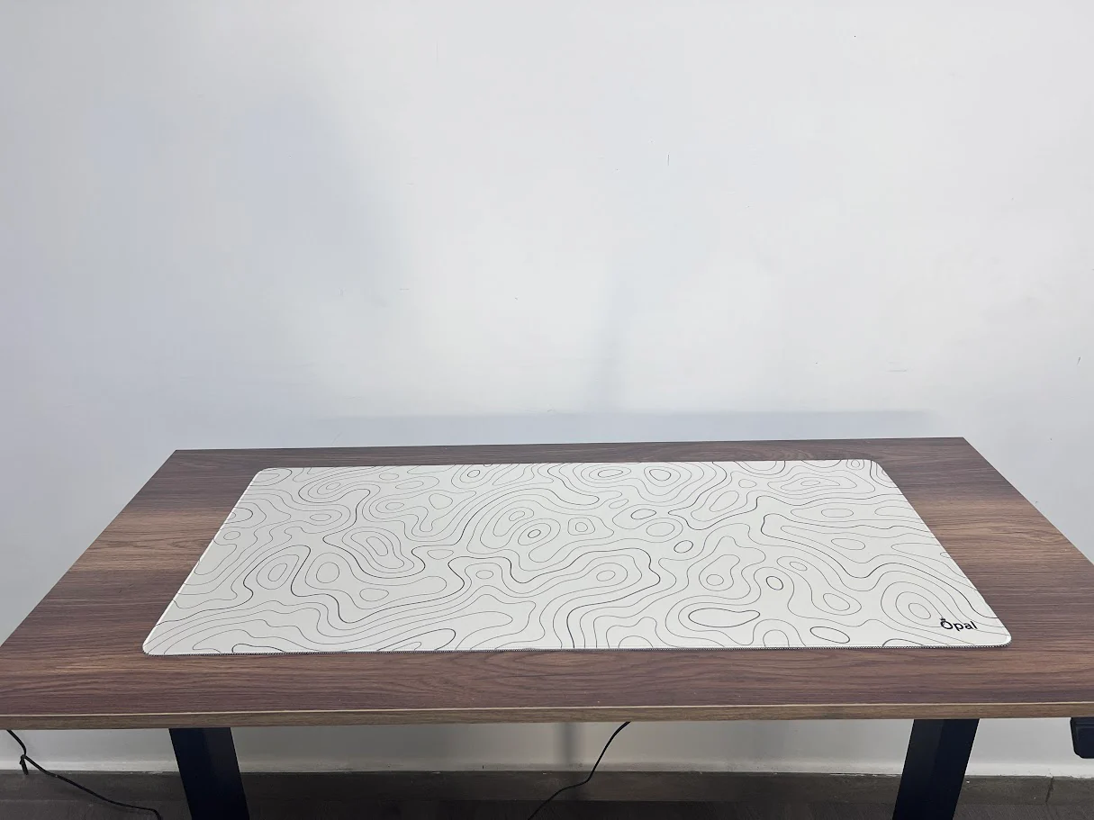 Topographic Dark Brown Shade lines with off white background DESK PAD - Image 6